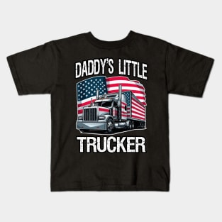 Daddy's Little Trucker Kids Semi Truck Kids T-Shirt